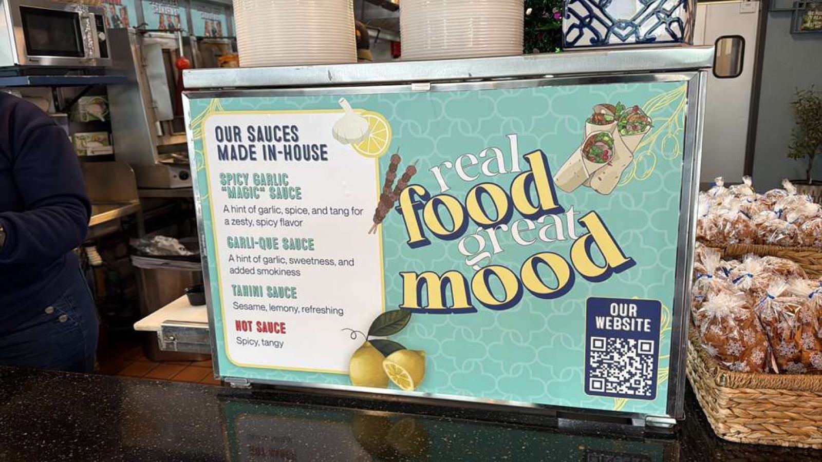 Countertop branding, designed by CGRabbit for Garlic'n Lemons