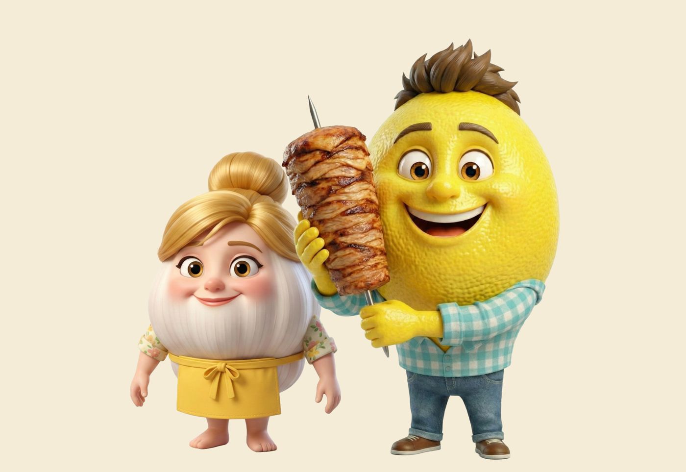 3D mascots, designed by CGRabbit for Garlic'n Lemons