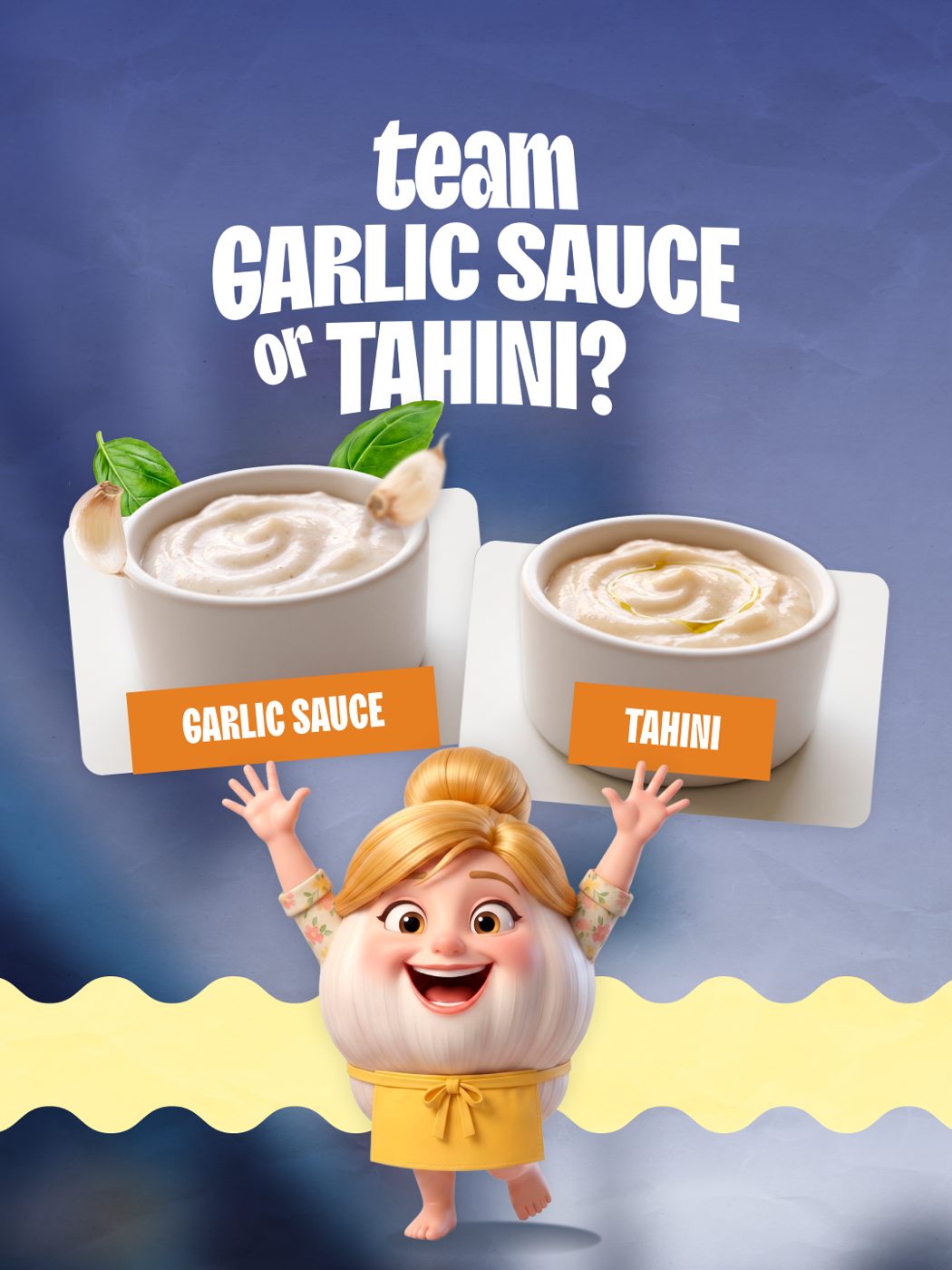 Instagram post: Team Garlic Sauce or Tahini?, designed by CGRabbit for Garlic'n Lemons