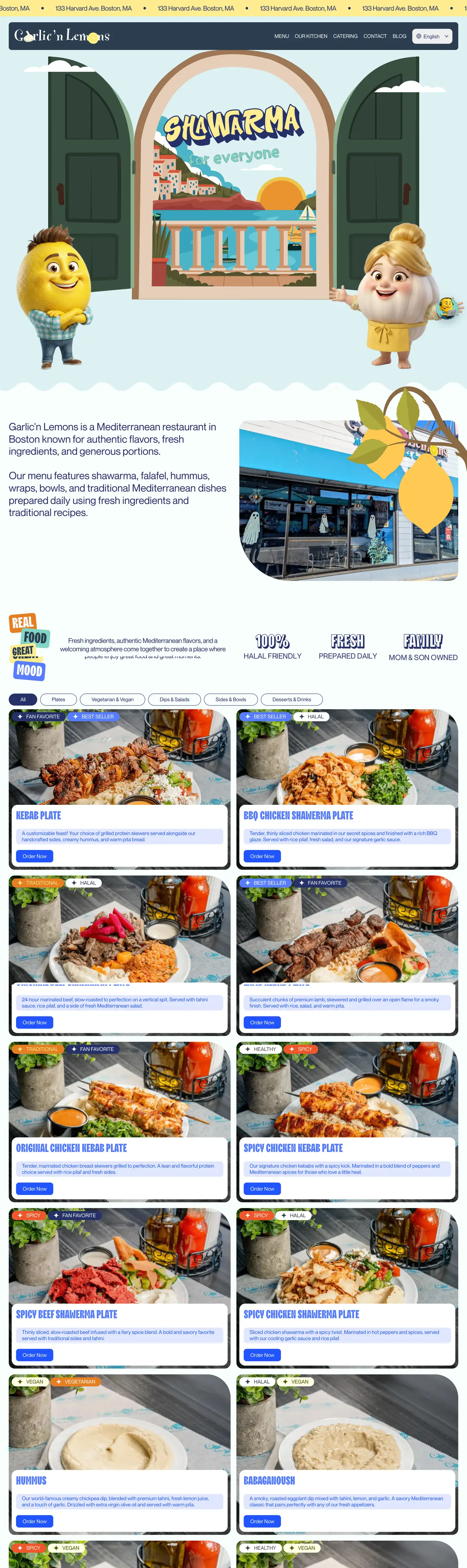 Garlic'n Lemons animated website, scrolling