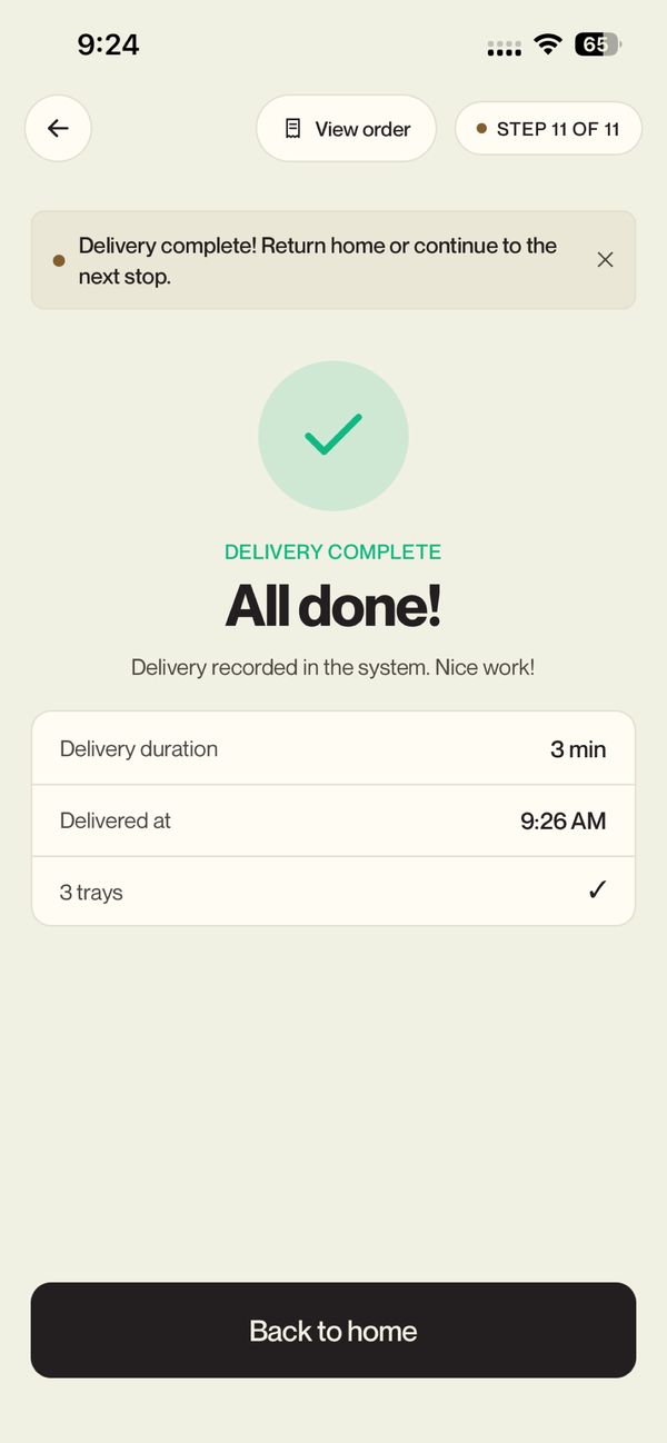 Branded driver app: delivery complete and recorded
