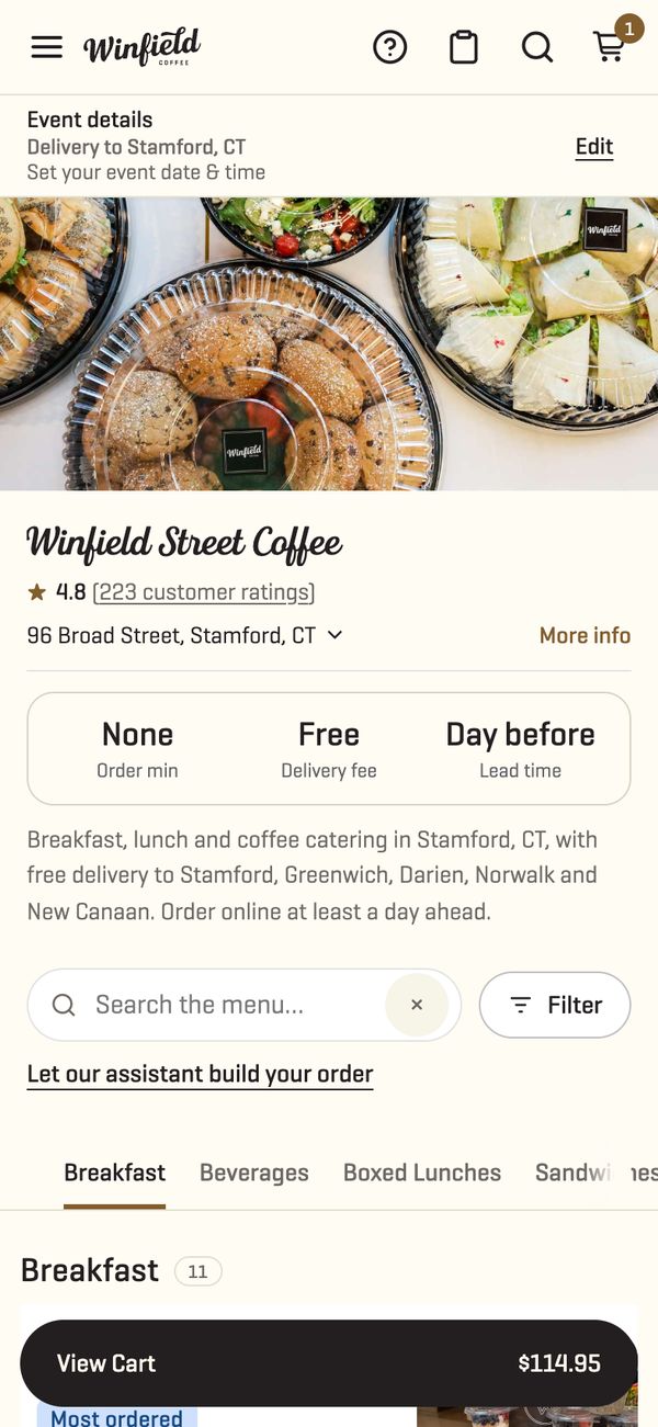 The same menu on a phone